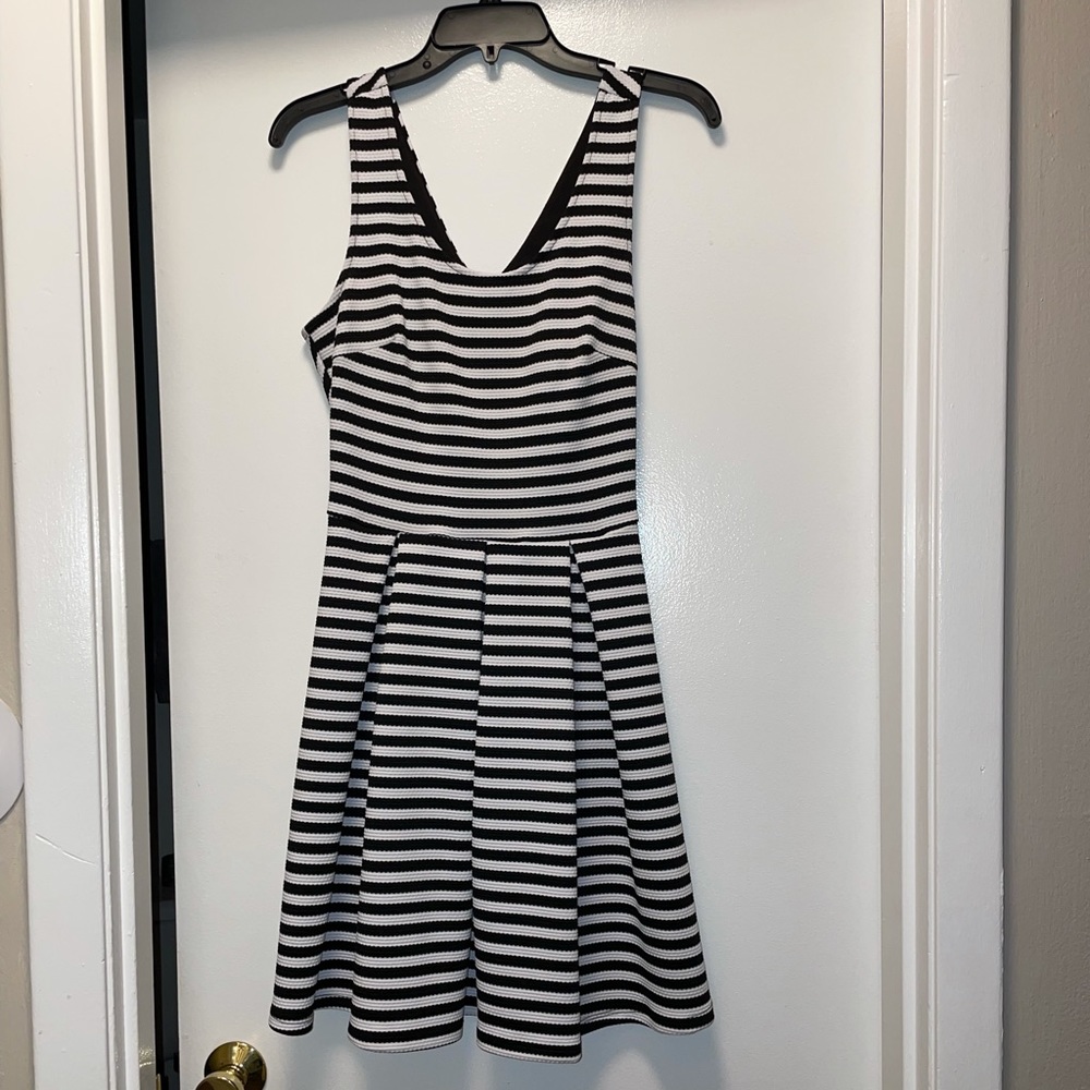 White & black striped dress